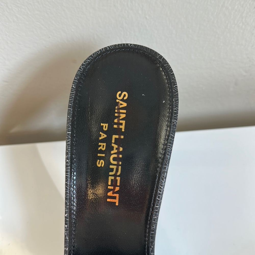 Saint Laurent Tribute Studded Leather Stiletto Sandals - Picture 9 of 16